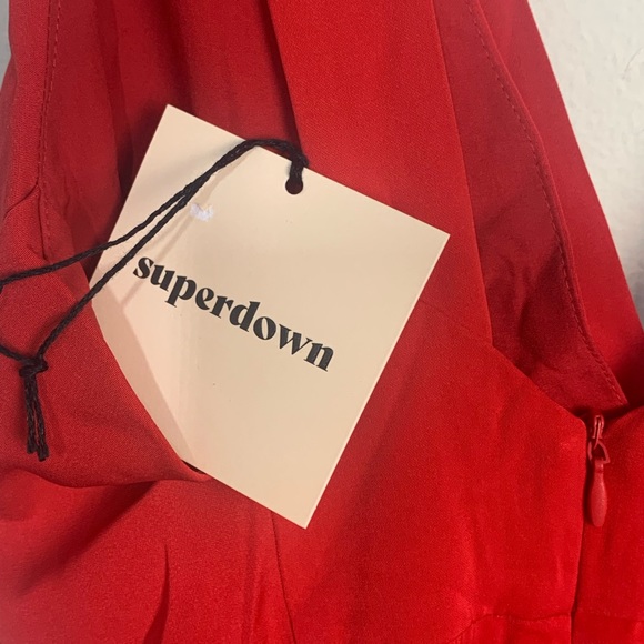 Revolve Superdown Jillian Cherry Red Deep V Neck Jumpsuit XXS and S. NWT - Picture 14 of 16